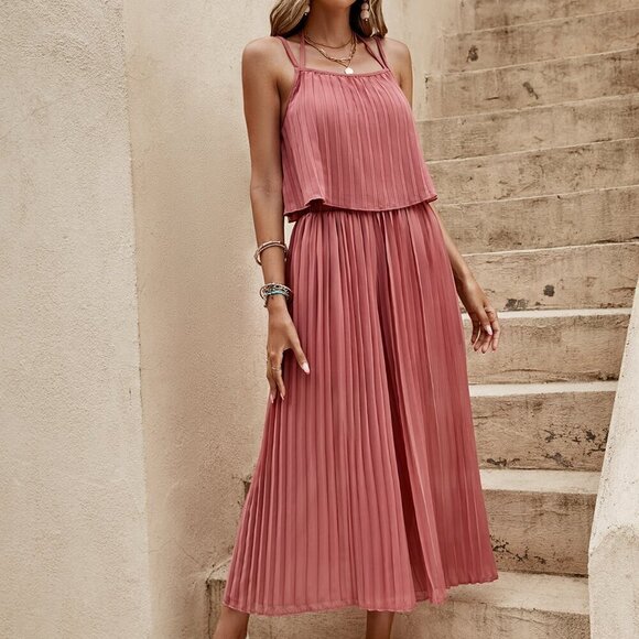 Redwood Casual Women's Floral Pleated French Romantic Vacation Pants Set - Picture 3 of 6